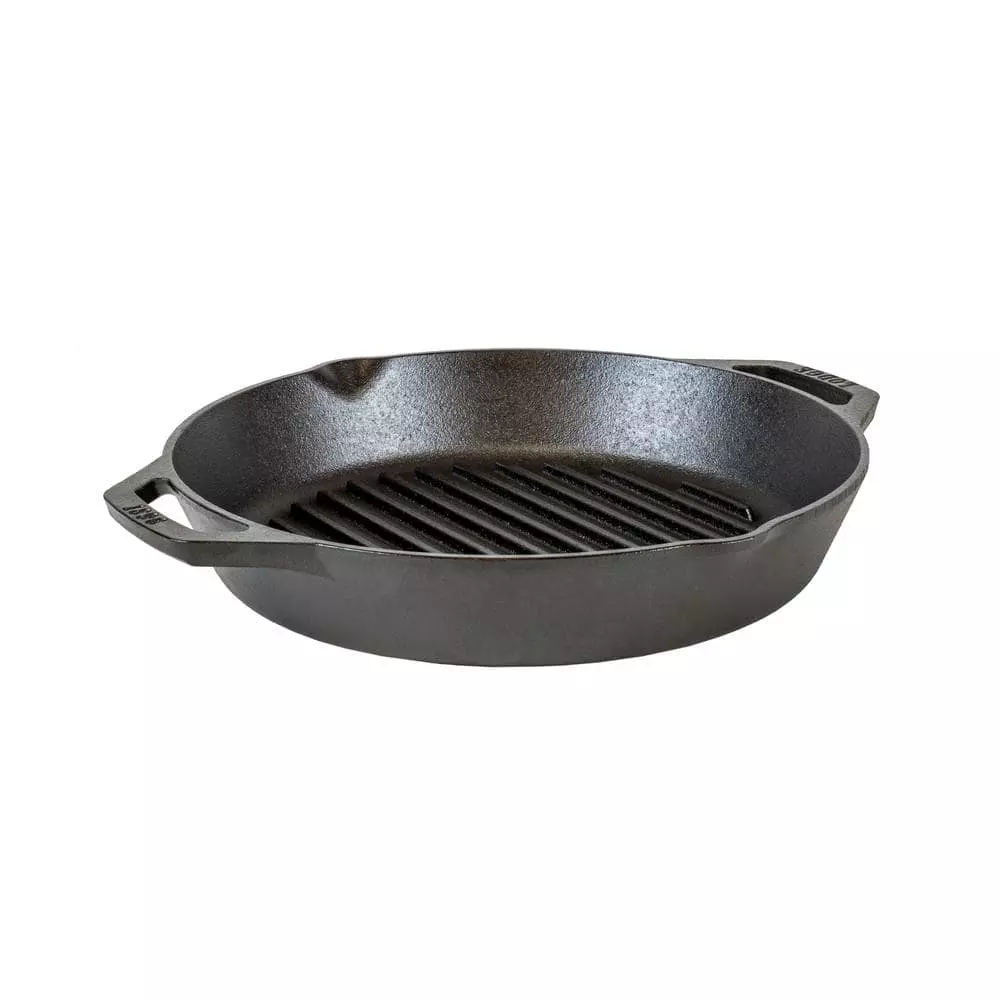 12 in. Cast Iron Grill Pan in Black with Dual Handles by Lodge 3 12 in. Cast Iron Grill Pan in Black with Dual Handles by Lodge
