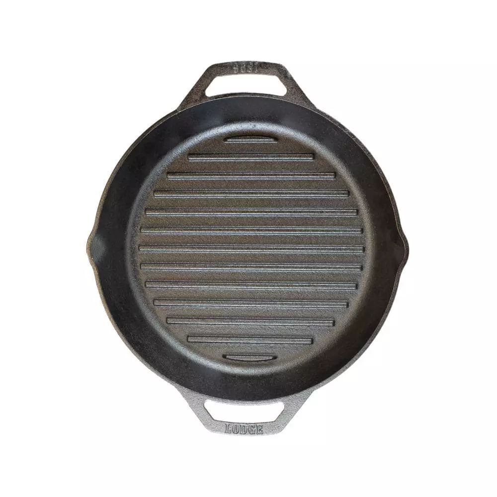 12 in. Cast Iron Grill Pan in Black with Dual Handles by Lodge 6 12 in. Cast Iron Grill Pan in Black with Dual Handles by Lodge - Image 4