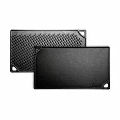 Double Play 16.75 in. Black Cast Iron Reversible Stovetop Griddle by Lodge