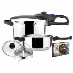 Favorit 4.2 + 6.3 Qt. Stainless Steel Pressure Cooker Set by Magefesa