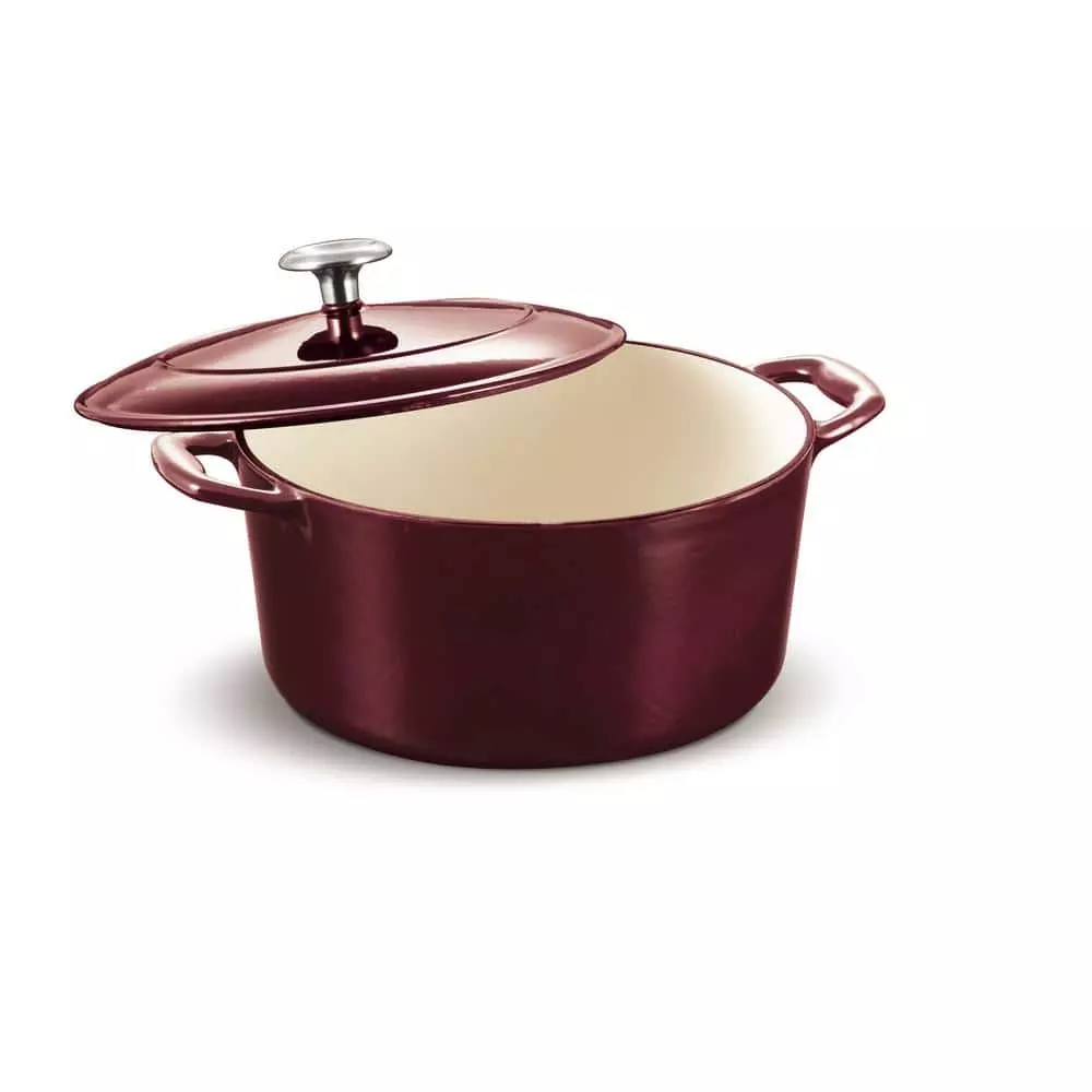 Gourmet 5.5 qt. Round Enameled Cast Iron Dutch Oven in Majolica Red with Lid by Tramontina 3 Gourmet 5.5 qt. Round Enameled Cast Iron Dutch Oven in Majolica Red with Lid by Tramontina