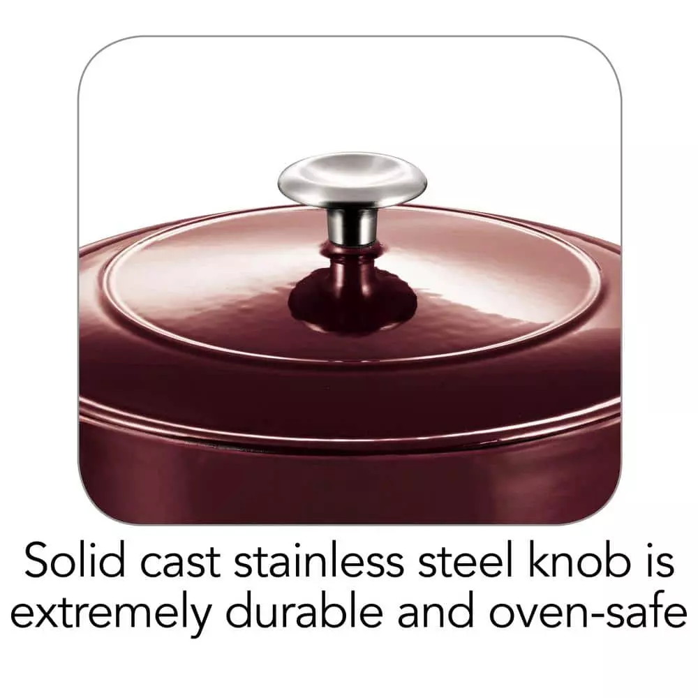 Gourmet 5.5 qt. Round Enameled Cast Iron Dutch Oven in Majolica Red with Lid by Tramontina 6 Gourmet 5.5 qt. Round Enameled Cast Iron Dutch Oven in Majolica Red with Lid by Tramontina - Image 4