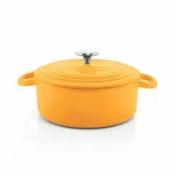 3 qt. Round Enameled Cast Iron Dutch Oven in Marigold with Lid by Chantal