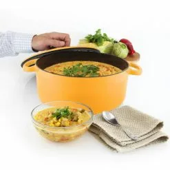 5 qt. Round Enameled Cast Iron Dutch Oven in Marigold with Lid by Chantal 11 5 qt. Round Enameled Cast Iron Dutch Oven in Marigold with Lid by Chantal -Cookware Sales Shop marigold chantal dutch ovens tc32 260 my 1f 1000