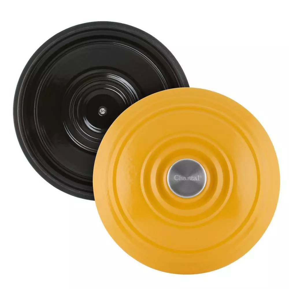 5 qt. Round Enameled Cast Iron Dutch Oven in Marigold with Lid by Chantal 5 5 qt. Round Enameled Cast Iron Dutch Oven in Marigold with Lid by Chantal - Image 3