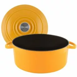 5 qt. Round Enameled Cast Iron Dutch Oven in Marigold with Lid by Chantal 9 5 qt. Round Enameled Cast Iron Dutch Oven in Marigold with Lid by Chantal -Cookware Sales Shop marigold chantal dutch ovens tc32 260 my c3 1000