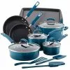 Classic Brights 14-Piece Aluminum Nonstick Cookware Set in Marine Blue Gradient by Rachael Ray