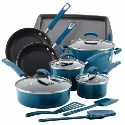 Classic Brights 14-Piece Aluminum Nonstick Cookware Set in Marine Blue Gradient by Rachael Ray