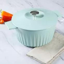 5 qt. Blue Round Enamel Cast Iron Dutch Oven with Lid by Martha Stewart Living 13 5 qt. Blue Round Enamel Cast Iron Dutch Oven with Lid by Martha Stewart Living -Cookware Sales Shop martha blue martha stewart living dutch ovens 127366 02r 31 1000