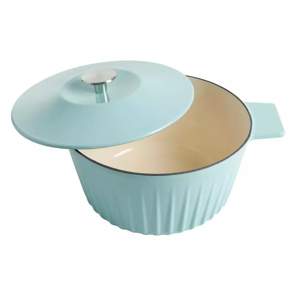 5 qt. Blue Round Enamel Cast Iron Dutch Oven with Lid by Martha Stewart Living 6 5 qt. Blue Round Enamel Cast Iron Dutch Oven with Lid by Martha Stewart Living - Image 4