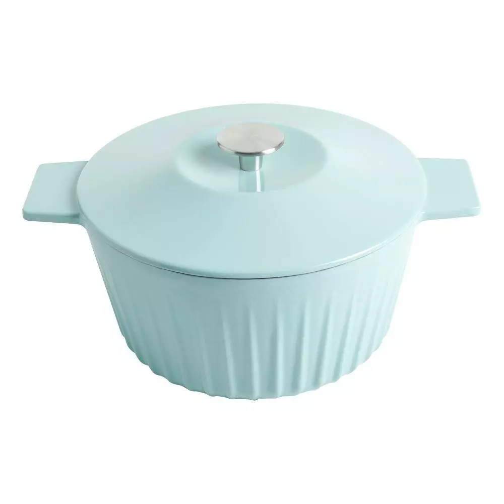 5 qt. Blue Round Enamel Cast Iron Dutch Oven with Lid by Martha Stewart Living 5 5 qt. Blue Round Enamel Cast Iron Dutch Oven with Lid by Martha Stewart Living - Image 3