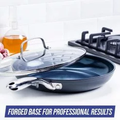 Blue Diamond HD 11 in. Frying Pan with Lid 15 Blue Diamond HD 11 in. Frying Pan with Lid -Cookware Sales Shop matt finish blue diamond skillets cc006151 001 fa 1000