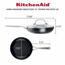 10 in. Hard Anodized Aluminum Nonstick Frying Pan with Lid Black by KitchenAid 14 10 in. Hard Anodized Aluminum Nonstick Frying Pan with Lid Black by KitchenAid -Cookware Sales Shop matte black kitchenaid skillets 80122 4f 1000
