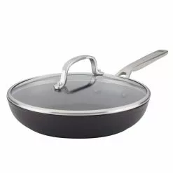 10 in. Hard Anodized Aluminum Nonstick Frying Pan with Lid Black by KitchenAid