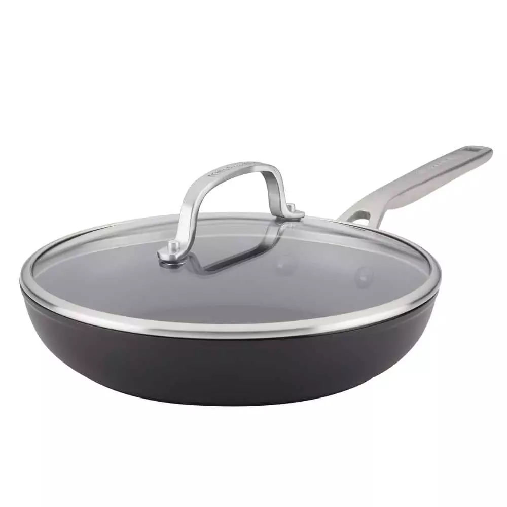10 in. Hard Anodized Aluminum Nonstick Frying Pan with Lid Black by KitchenAid 3 10 in. Hard Anodized Aluminum Nonstick Frying Pan with Lid Black by KitchenAid