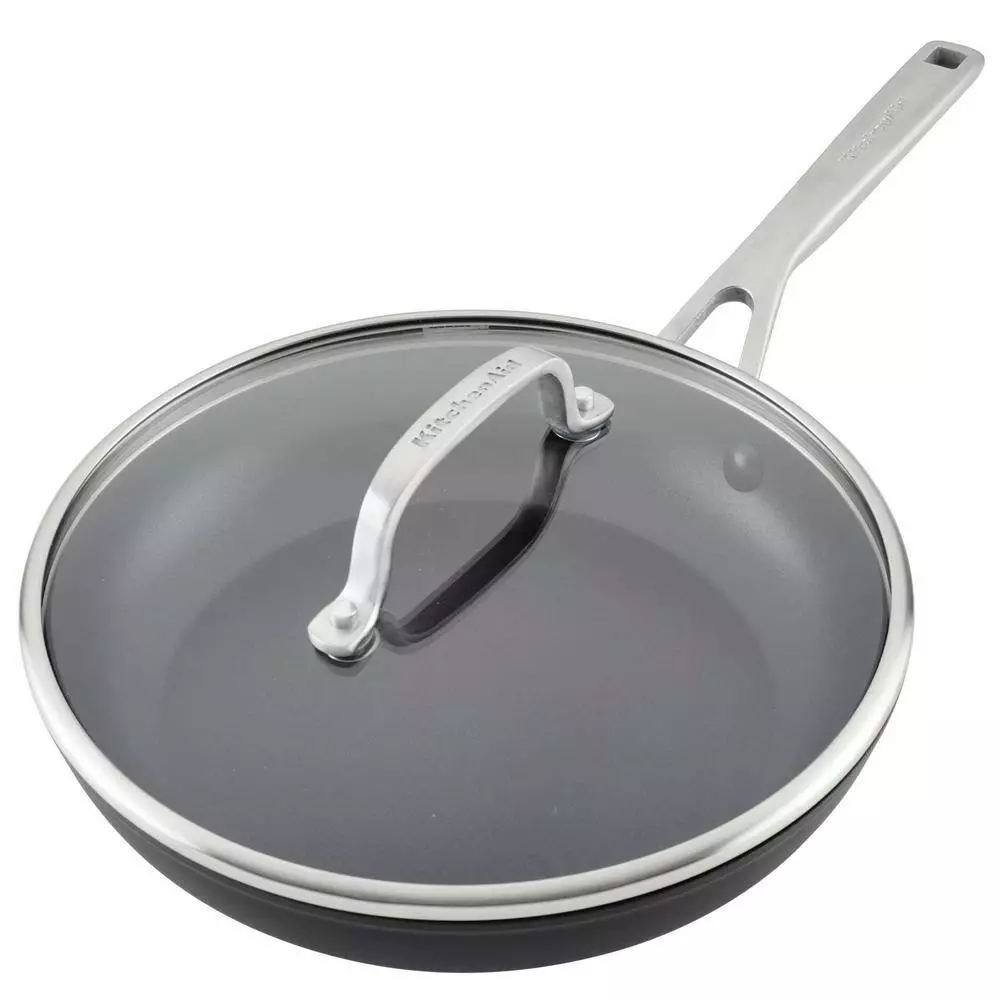 10 in. Hard Anodized Aluminum Nonstick Frying Pan with Lid Black by KitchenAid 9 10 in. Hard Anodized Aluminum Nonstick Frying Pan with Lid Black by KitchenAid - Image 7