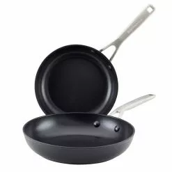 Hard-Anodized Induction 8 .25 and 10 in. Aluminum Nonstick Frying Pan Set Matte Black by KitchenAid