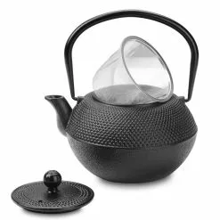 37 oz. Japanese Antique Small Dot Cast Iron Teapot with Warmer by Velaze -Cookware Sales Shop matte black velaze tea kettles vlz tp02 4f 1000