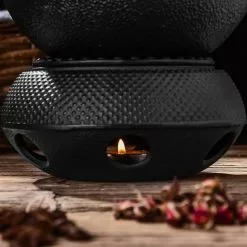 37 oz. Japanese Antique Small Dot Cast Iron Teapot with Warmer by Velaze -Cookware Sales Shop matte black velaze tea kettles vlz tp02 77 1000