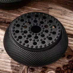 37 oz. Japanese Antique Small Dot Cast Iron Teapot with Warmer by Velaze -Cookware Sales Shop matte black velaze tea kettles vlz tp02 fa 1000