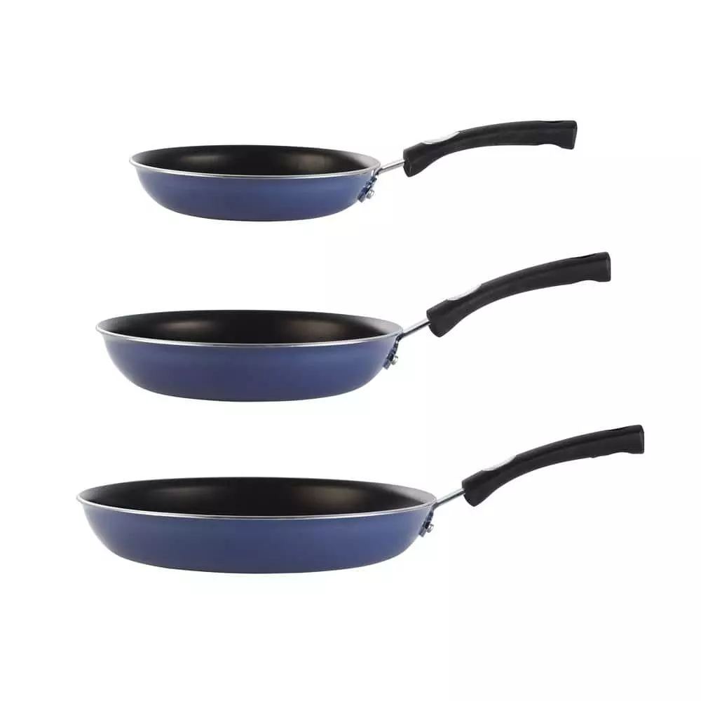 3-Piece Medium Blue Aluminum Nonstick Frying Pan Set by Tramontina 5 3-Piece Medium Blue Aluminum Nonstick Frying Pan Set by Tramontina - Image 3