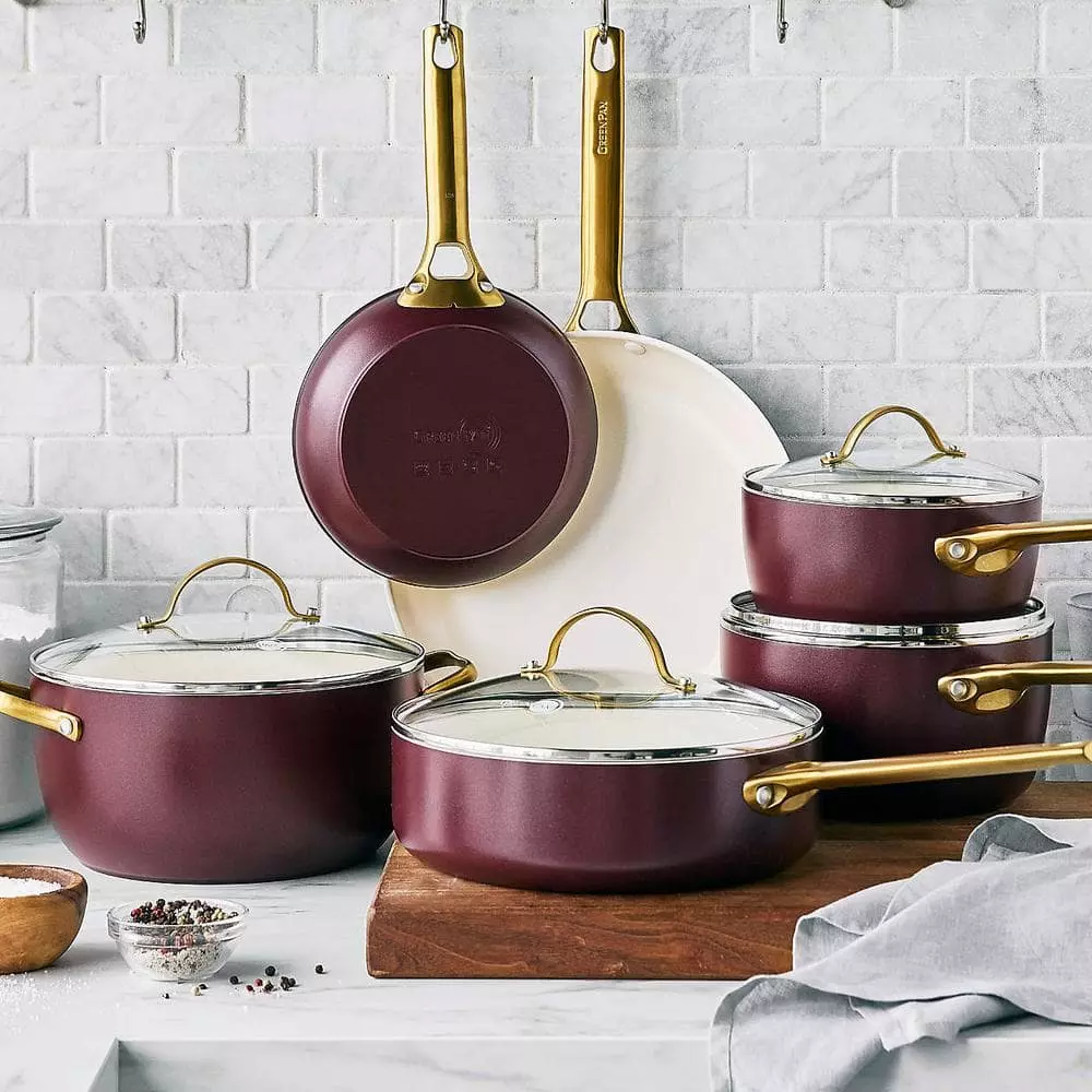Reserve 10-Piece Hard Anodized Aluminum Ceramic Nonstick Cookware Pots and Pans Set in Merlot by GreenPan 7 Reserve 10-Piece Hard Anodized Aluminum Ceramic Nonstick Cookware Pots and Pans Set in Merlot by GreenPan - Image 5
