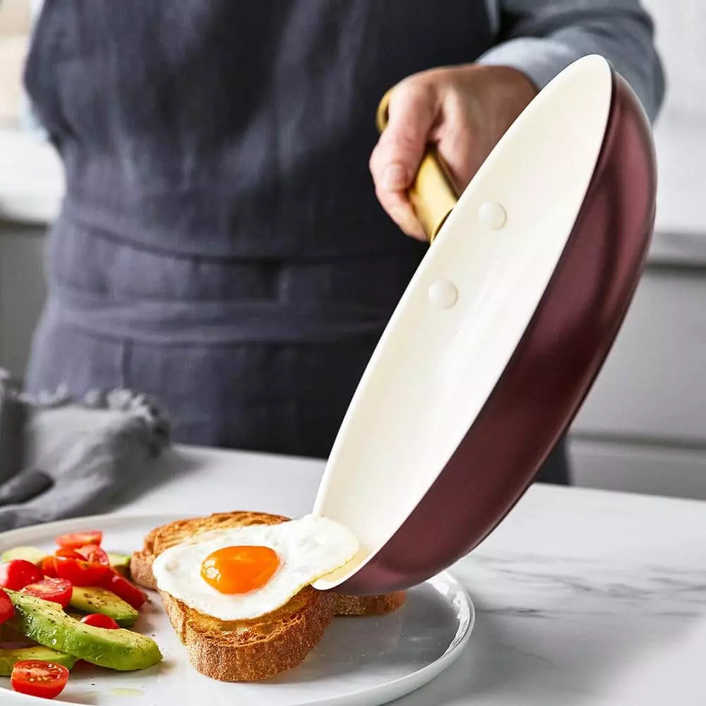 Reserve 10-Piece Hard Anodized Aluminum Ceramic Nonstick Cookware Pots and Pans Set in Merlot by GreenPan 4 Reserve 10-Piece Hard Anodized Aluminum Ceramic Nonstick Cookware Pots and Pans Set in Merlot by GreenPan - Image 2