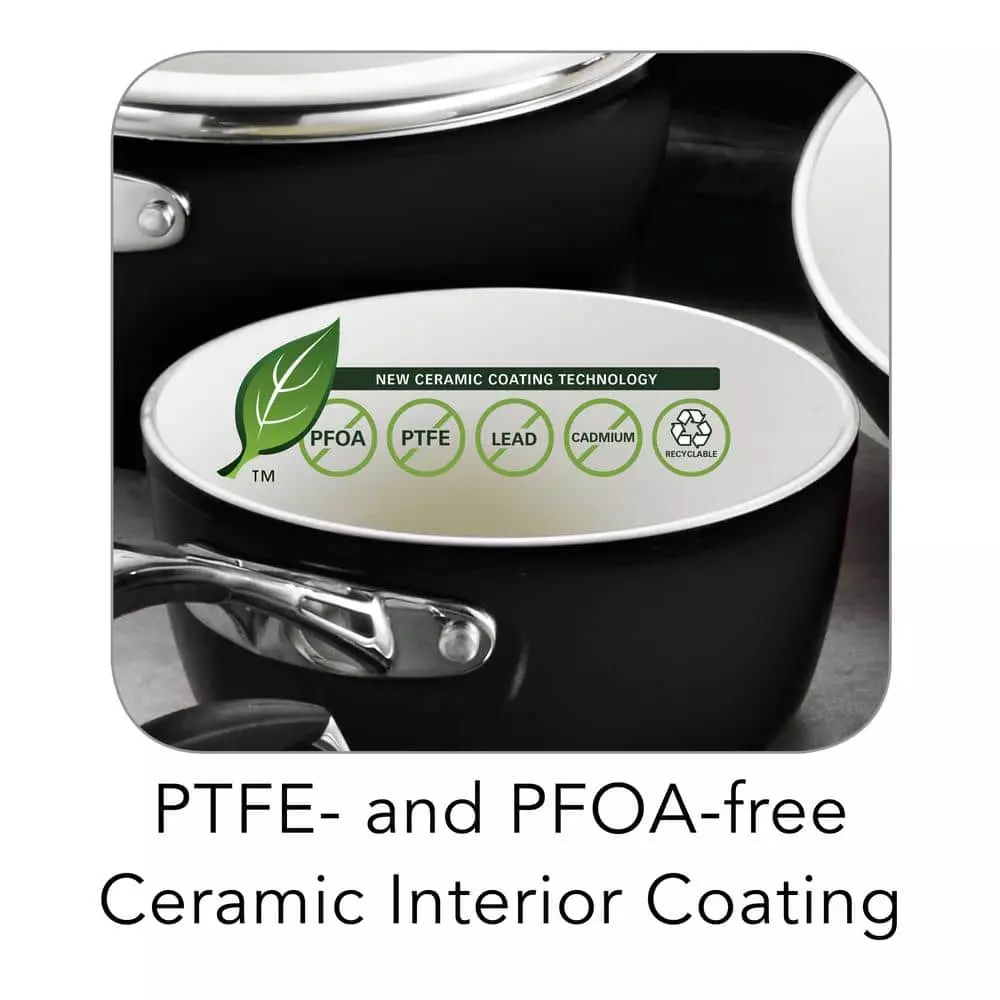 Gourmet Ceramica Deluxe 10-Piece Metallic Black Cookware Set with Lids by Tramontina 6 Gourmet Ceramica Deluxe 10-Piece Metallic Black Cookware Set with Lids by Tramontina - Image 4