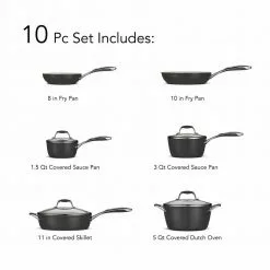 Gourmet Ceramica Deluxe 10-Piece Metallic Black Cookware Set with Lids by Tramontina 14 Gourmet Ceramica Deluxe 10-Piece Metallic Black Cookware Set with Lids by Tramontina -Cookware Sales Shop metallic black tramontina pot pan sets 80110 525ds fa 1000
