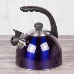 Rhapsody 2.1 Qt. (8.4 Cup) Stainless Steel Whistling Tea Kettle with Metallic Blue Powder Coating by Creative Home 12 Rhapsody 2.1 Qt. (8.4 Cup) Stainless Steel Whistling Tea Kettle with Metallic Blue Powder Coating by Creative Home -Cookware Sales Shop metallic blue creative home tea kettles 72998 4f 1000
