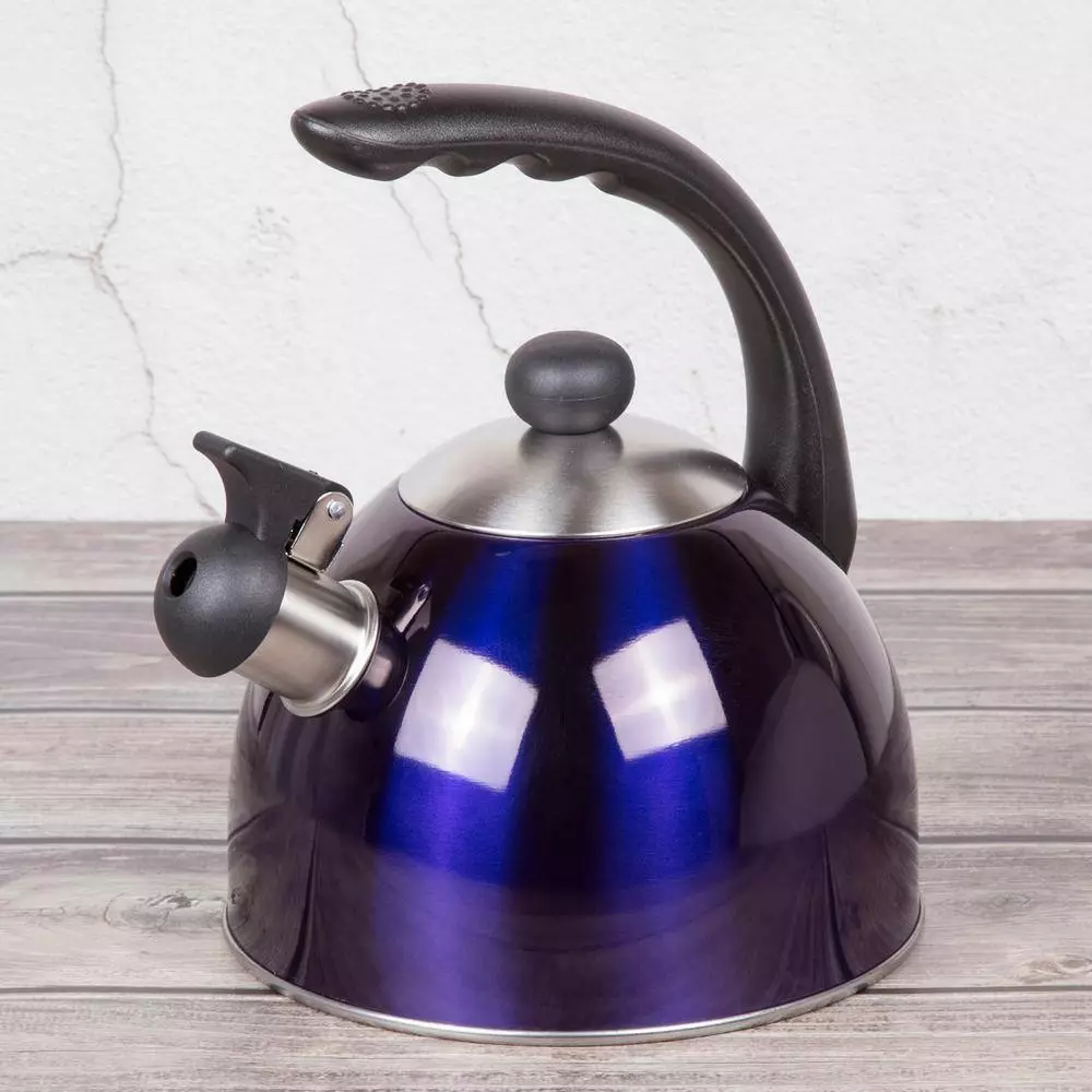 Rhapsody 2.1 Qt. (8.4 Cup) Stainless Steel Whistling Tea Kettle with Metallic Blue Powder Coating by Creative Home 5 Rhapsody 2.1 Qt. (8.4 Cup) Stainless Steel Whistling Tea Kettle with Metallic Blue Powder Coating by Creative Home - Image 3