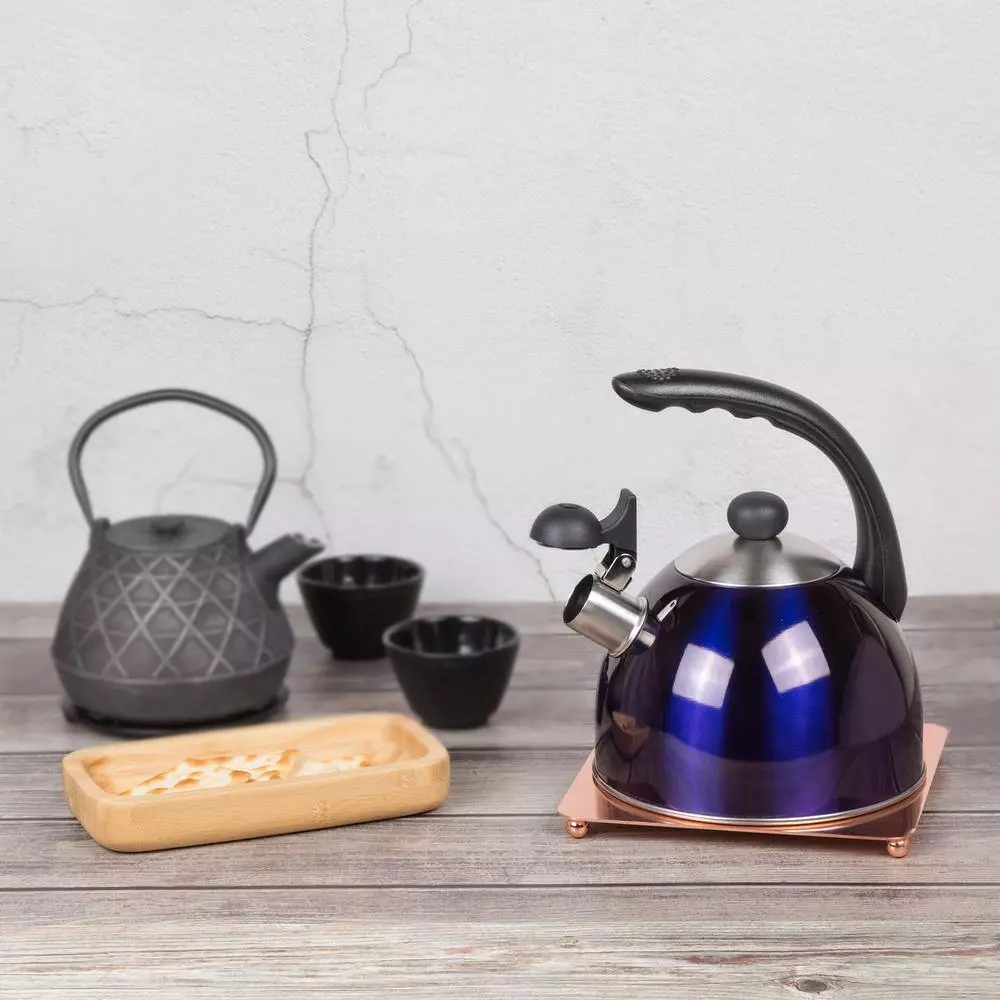 Rhapsody 2.1 Qt. (8.4 Cup) Stainless Steel Whistling Tea Kettle with Metallic Blue Powder Coating by Creative Home 9 Rhapsody 2.1 Qt. (8.4 Cup) Stainless Steel Whistling Tea Kettle with Metallic Blue Powder Coating by Creative Home - Image 7