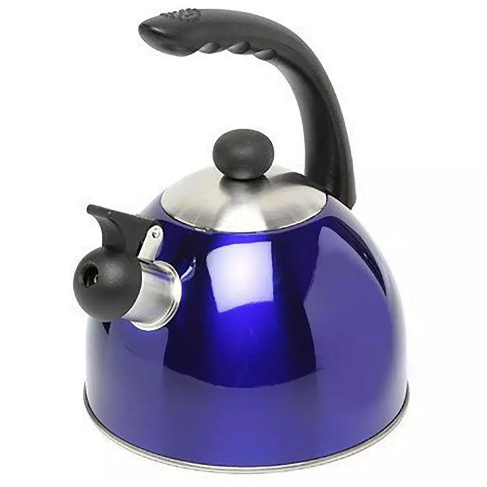 Rhapsody 2.1 Qt. (8.4 Cup) Stainless Steel Whistling Tea Kettle with Metallic Blue Powder Coating by Creative Home 4 Rhapsody 2.1 Qt. (8.4 Cup) Stainless Steel Whistling Tea Kettle with Metallic Blue Powder Coating by Creative Home - Image 2