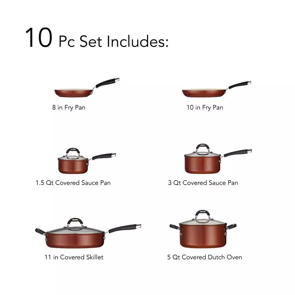 Style Ceramica 10-Piece Aluminum Ceramic Nonstick Cookware Set in Metallic Copper by Tramontina 7 Style Ceramica 10-Piece Aluminum Ceramic Nonstick Cookware Set in Metallic Copper by Tramontina - Image 5