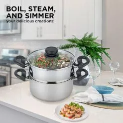 3 Qt. Premium Heavy-Duty Stainless Steel Pot with 2 qt. Steamer Insert and Lid by Mockins 14 3 Qt. Premium Heavy-Duty Stainless Steel Pot with 2 qt. Steamer Insert and Lid by Mockins -Cookware Sales Shop mockins stock pots mk ste pot 52 1f 1000