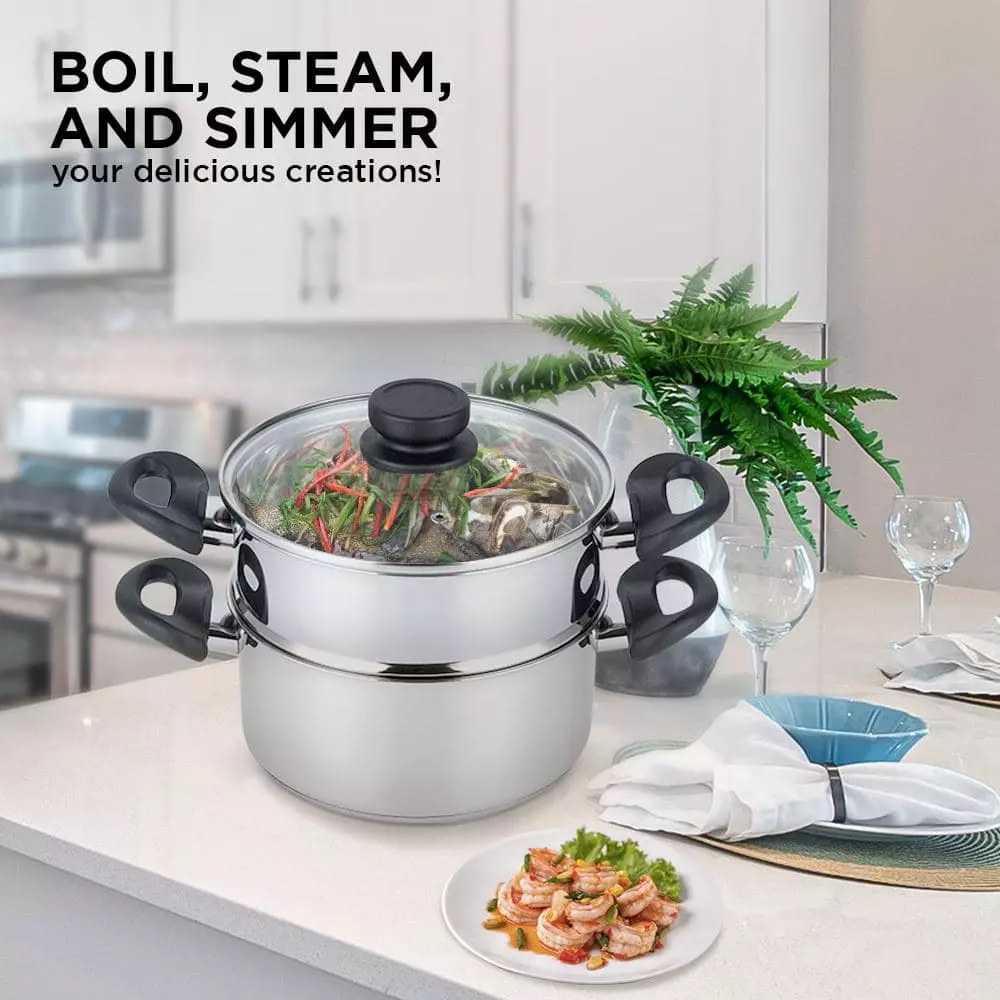 3 Qt. Premium Heavy-Duty Stainless Steel Pot with 2 qt. Steamer Insert and Lid by Mockins 7 3 Qt. Premium Heavy-Duty Stainless Steel Pot with 2 qt. Steamer Insert and Lid by Mockins - Image 5