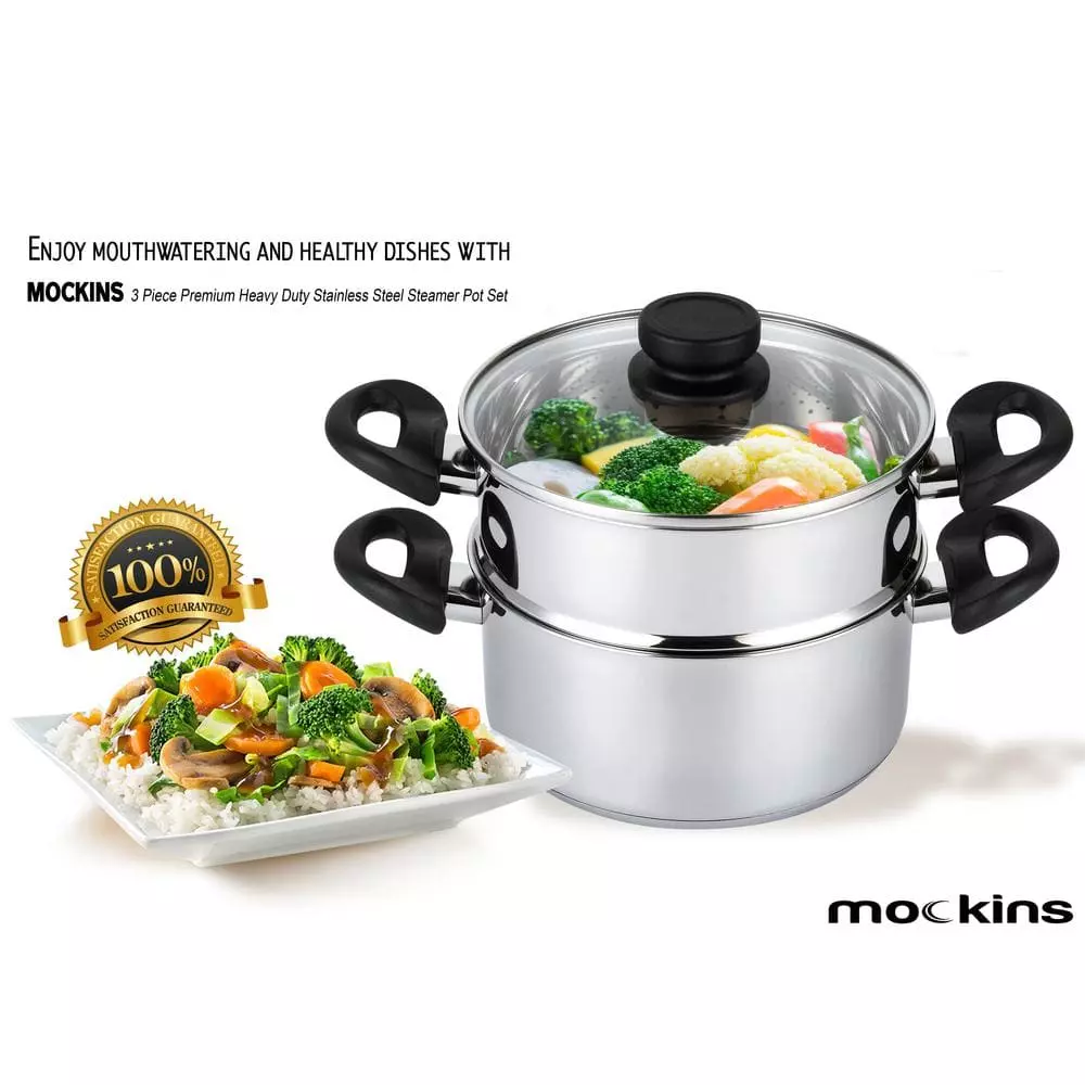 3 Qt. Premium Heavy-Duty Stainless Steel Pot with 2 qt. Steamer Insert and Lid by Mockins 4 3 Qt. Premium Heavy-Duty Stainless Steel Pot with 2 qt. Steamer Insert and Lid by Mockins - Image 2