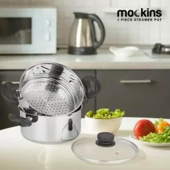 3 Qt. Premium Heavy-Duty Stainless Steel Pot with 2 qt. Steamer Insert and Lid by Mockins 17 3 Qt. Premium Heavy-Duty Stainless Steel Pot with 2 qt. Steamer Insert and Lid by Mockins -Cookware Sales Shop mockins stock pots mk ste pot 52 76 1000