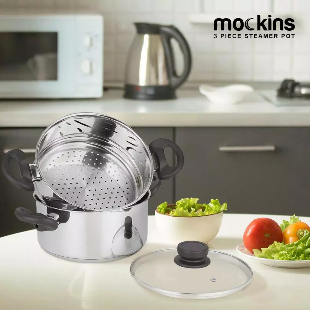 3 Qt. Premium Heavy-Duty Stainless Steel Pot with 2 qt. Steamer Insert and Lid by Mockins 10 3 Qt. Premium Heavy-Duty Stainless Steel Pot with 2 qt. Steamer Insert and Lid by Mockins - Image 8