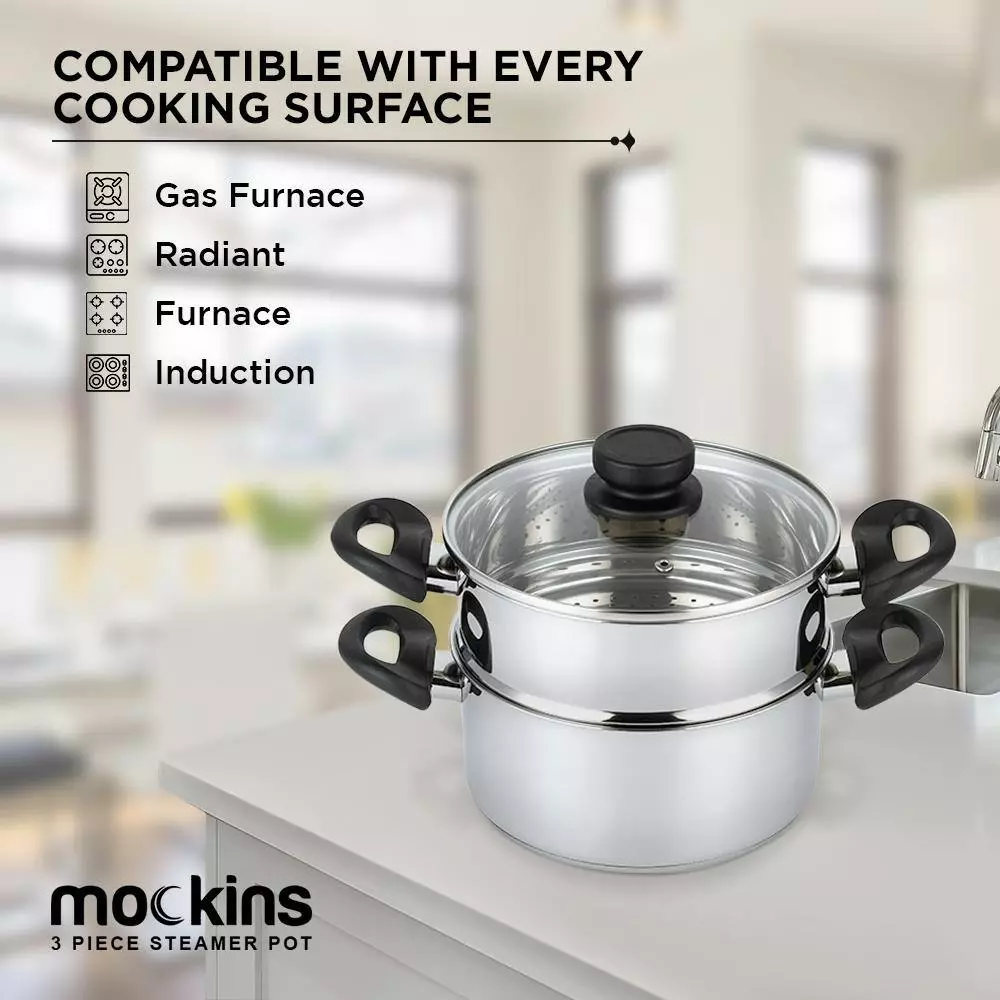 3 Qt. Premium Heavy-Duty Stainless Steel Pot with 2 qt. Steamer Insert and Lid by Mockins 9 3 Qt. Premium Heavy-Duty Stainless Steel Pot with 2 qt. Steamer Insert and Lid by Mockins - Image 7
