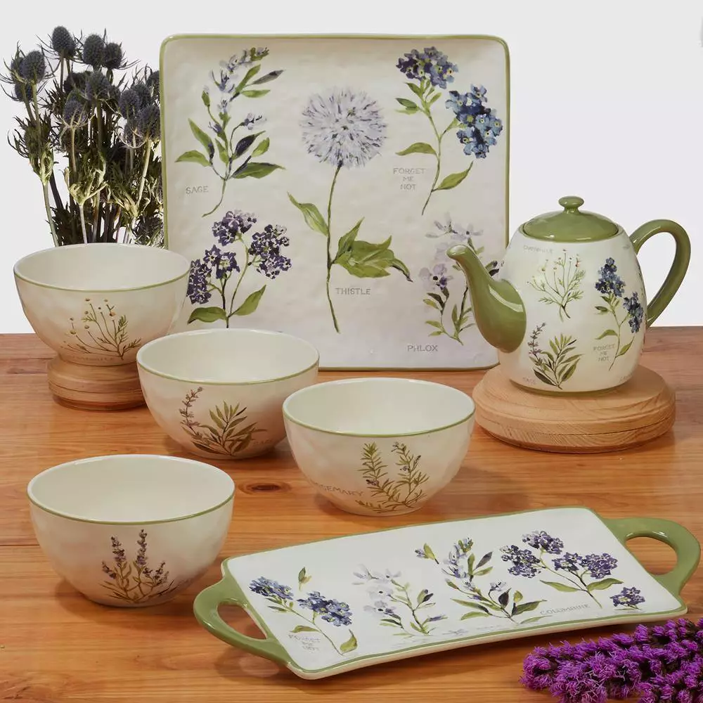 Fresh Herbs Teapot 3.75-Cup Earthenware Teapot by Certified International 5 Fresh Herbs Teapot 3.75-Cup Earthenware Teapot by Certified International - Image 3