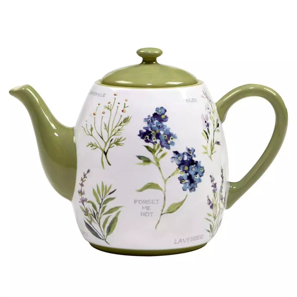Fresh Herbs Teapot 3.75-Cup Earthenware Teapot by Certified International 3 Fresh Herbs Teapot 3.75-Cup Earthenware Teapot by Certified International