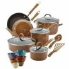 Cucina 18-Piece Aluminum Nonstick Cookware Set in Mushroom by Rachael Ray -Cookware Sales Shop mushroom rachael ray pot pan sets 09359 64 1000