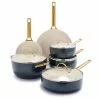 Reserve 10-Piece Hard Anodized Aluminum Ceramic Nonstick Cookware Pots and Pans Set in Navy Blue by GreenPan -Cookware Sales Shop navy blue greenpan pot pan sets cc005211 001 64 1000