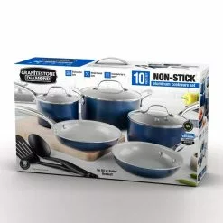 10-Piece Aluminum Ceramic Coating Nonstick Cookware Set by GRANITESTONE 13 10-Piece Aluminum Ceramic Coating Nonstick Cookware Set by GRANITESTONE -Cookware Sales Shop navy granitestone pot pan sets 8311 fa 1000