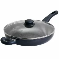 Anetta 3.5 qt. Nonstick Aluminum Saute Pan with Lid in Navy Blue by Oster