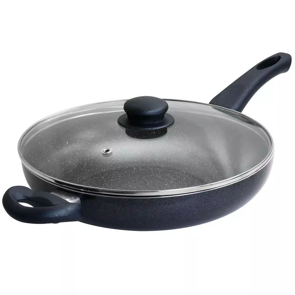 Anetta 3.5 qt. Nonstick Aluminum Saute Pan with Lid in Navy Blue by Oster 3 Anetta 3.5 qt. Nonstick Aluminum Saute Pan with Lid in Navy Blue by Oster