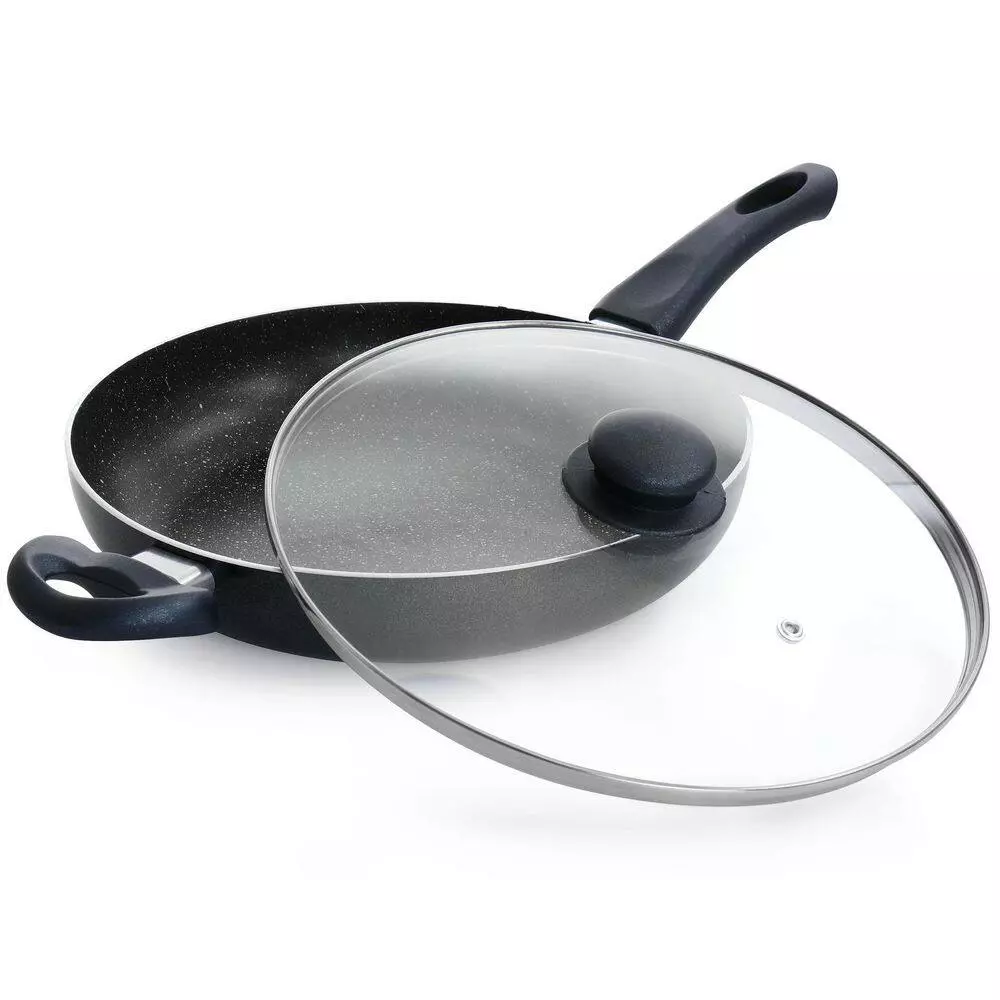 Anetta 3.5 qt. Nonstick Aluminum Saute Pan with Lid in Navy Blue by Oster 4 Anetta 3.5 qt. Nonstick Aluminum Saute Pan with Lid in Navy Blue by Oster - Image 2