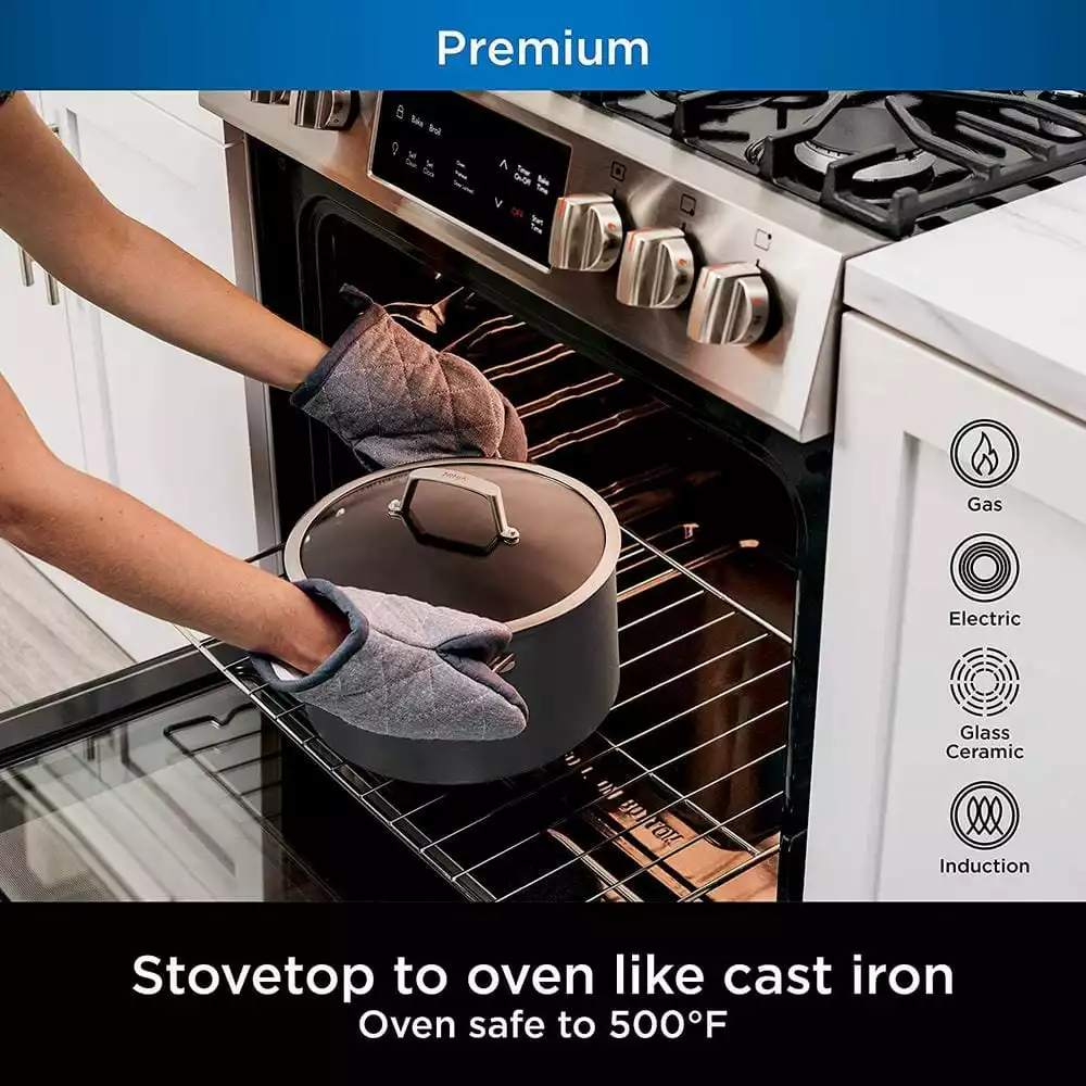 8 qt. Foodi NeverStick Premium Aluminum and Stainless Steel Stock Pot with Glass Lid by NINJA 8 8 qt. Foodi NeverStick Premium Aluminum and Stainless Steel Stock Pot with Glass Lid by NINJA - Image 6