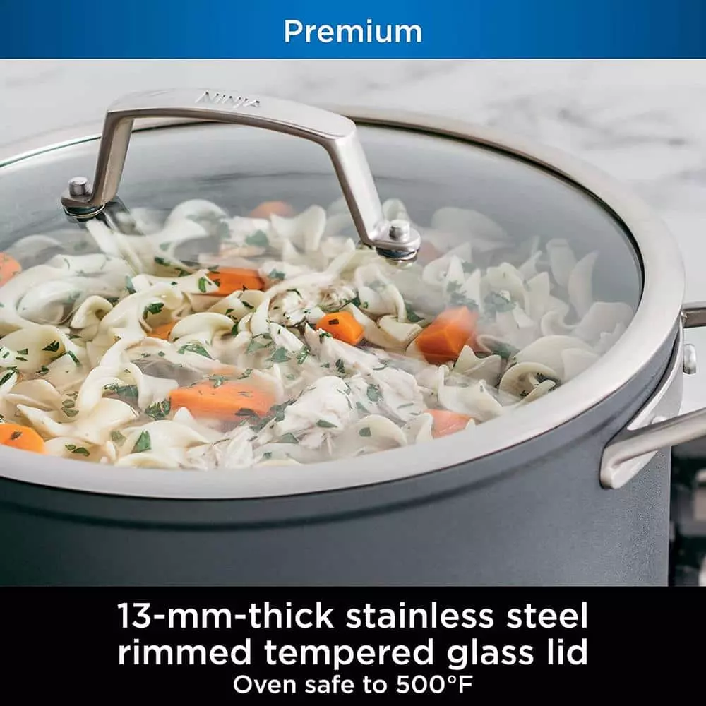 8 qt. Foodi NeverStick Premium Aluminum and Stainless Steel Stock Pot with Glass Lid by NINJA 9 8 qt. Foodi NeverStick Premium Aluminum and Stainless Steel Stock Pot with Glass Lid by NINJA - Image 7